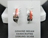 Vintage Authentic Navajo Needlepoint Coral Earrings