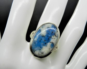 Vintage Imitation Blue Spot Jasper Sterling Silver Ring  1990
