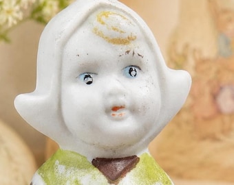 Vintage Japan Bisque Girl Figurine 3.5 Inch Hand Painted