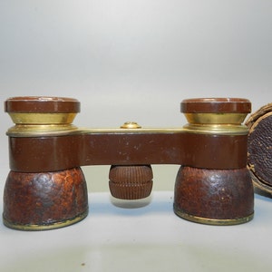 Vintage Emil Busch Multinett Opera Glasses -  Brown- Embossed Leather - Adjustable -Small - Excellent Condition