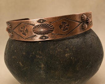 Vintage  Copper Cuff Bracelet 13mm Unisex Jewelry