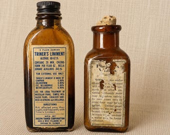 Vintage Apothecary Bottles– Amber Pharmacy Bottles – Medical Oddities