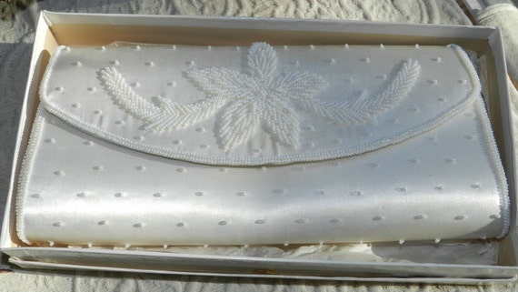 Vintage Clutch Beaded Evening - Off White  Formal… - image 2