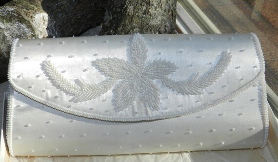 Vintage Clutch Beaded Evening - Off White  Formal… - image 1