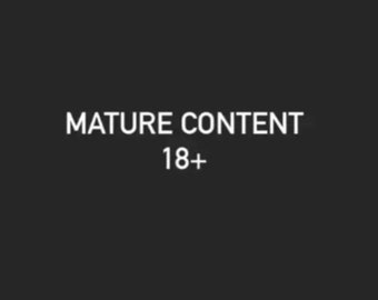 May include: A solid dark gray background featuring the white text MATURE CONTENT centered in the upper portion, with the white text 18+ positioned directly below it. The design is simple, using high-contrast white lettering on a dark gray field.
