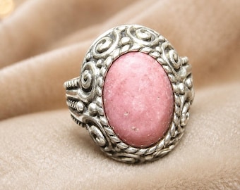 Vintage Carolyn Pollack 925 Rhodochrosite Ring Size 9
