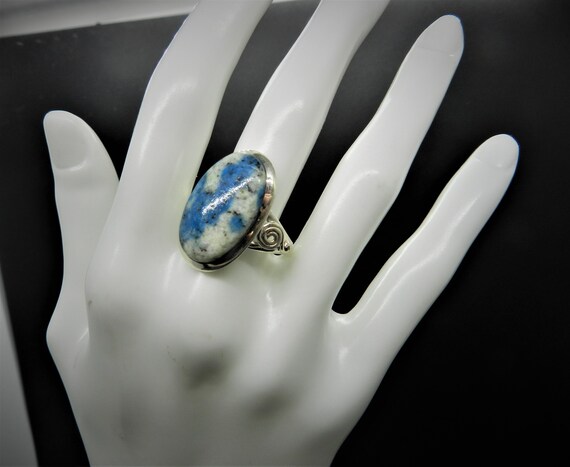 Vintage Imitation Blue Spot Jasper Sterling Silve… - image 7