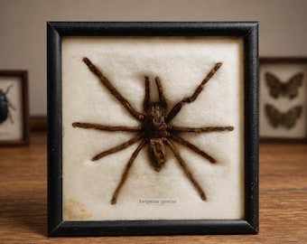 Vintage Framed Tarantula Specimen Under Glass Natural History