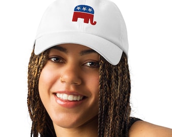 Gorra bordada con el logotipo del elefante republicano de Under Armour. Regalos para republicanos.