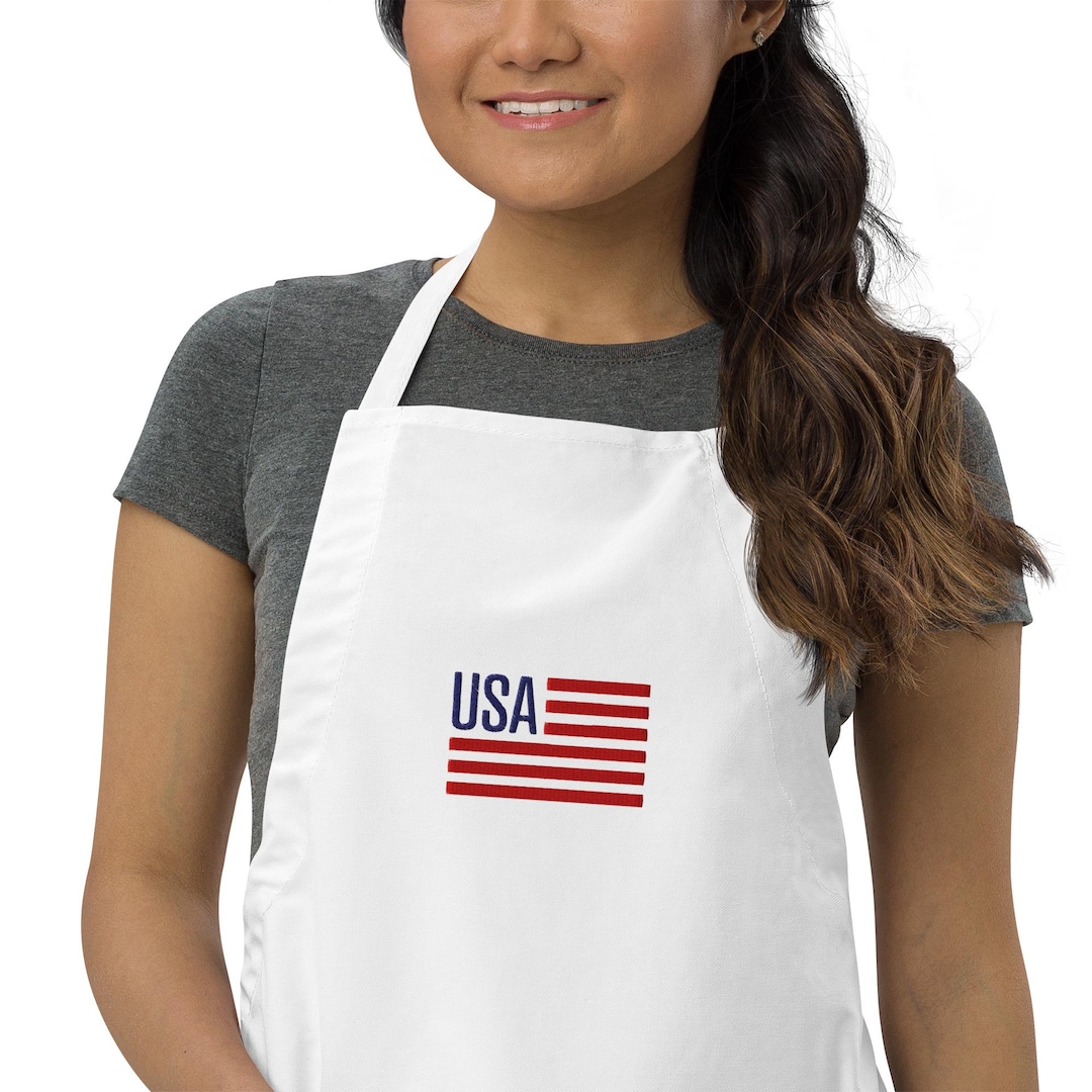 American Flag Apron Patriotic Embroidered Apron for Independence Day - Etsy