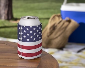 Porte-canette en néoprène patriotique de type koozie, drapeau américain
