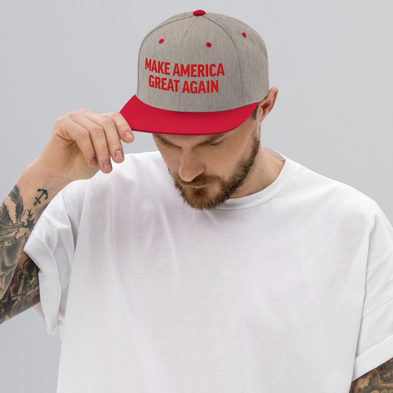 MAGA Snapback Hat Republican Make America Great Again Structured Flat Brim Cap