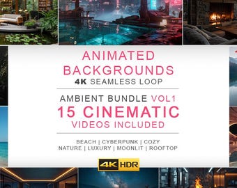 15 Ambient Background Videos (vol 1) – 4K Seamless Loop Ambience Clips (Digital Download)
