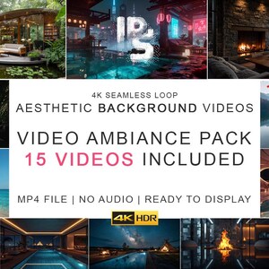 15 Ambient Background Videos – 4K Loopable Ambience Clips (Digital Download)