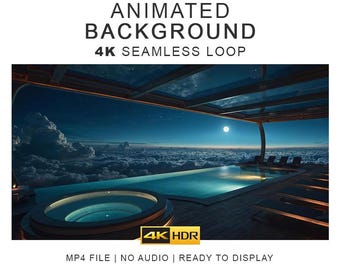 Moonlit Rooftop Ambient Background Video – 4K Seamless Loop Ambience Clips (Digital Download)