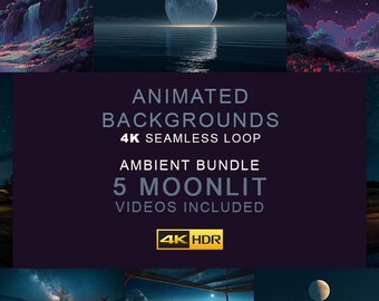 5 Moonlit Ambient Background Videos – 4K Seamless Loop Ambience Clips (Digital Download)