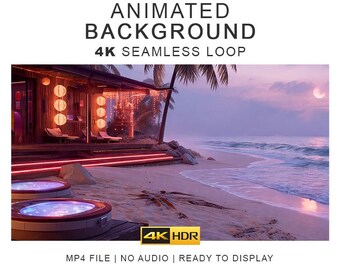Sunset Beach Ambient Background Video – 4K Seamless Loop Ambience Clips (Digital Download)