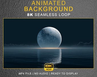 Moon Ocean Ambient Background Video – 8K Seamless Loop Ambience Clips (Digital Download)