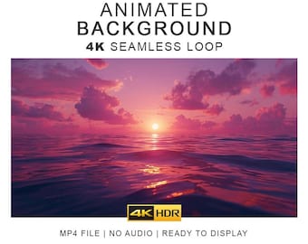 Ocean Sunset Ambient Background Video – 4K Seamless Loop Ambience Clips (Digital Download)