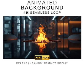 Cozy Fireplace Ambient Background Video – 4K Seamless Loop Ambience Clips (Digital Download)