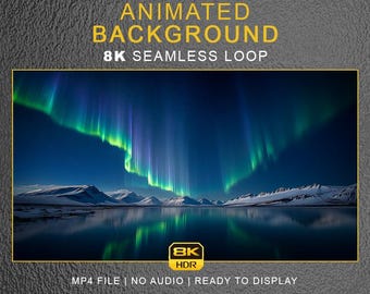 Artic Northern Lights Ambient Background Video – 8K Seamless Loop Ambience Clips (Digital Download)
