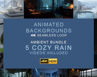5 Cozy Rainy Ambient Background Videos – 4K Seamless Loop Ambience Clips (Digital Download)