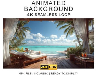 Beach Spa Retreat Ambient Background Video – 4K Seamless Loop Ambience Clips (Digital Download)