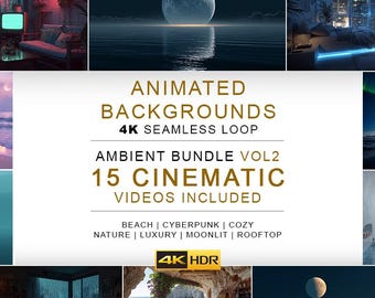 15 Ambient Background Videos (vol 2) – 4K Seamless Loop Ambience Clips (Digital Download)