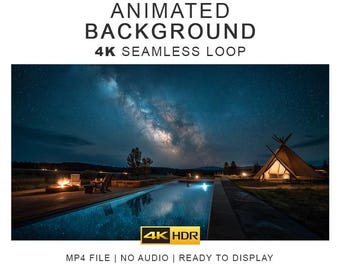 Night Sky Camping Ambient Background Video – 4K Seamless Loop Ambience Clips (Digital Download)