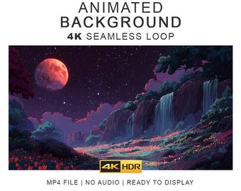 Fantasy Moon Lake Ambient Background Video – 4K Seamless Loop Ambience Clips (Digital Download)