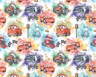 DISNEY CARS Birthday Wrapping Paper - Disney Personalised Gift Wrap - Lightning McQueen Wrapping Paper - Mater - Disney's Cars - White Roll