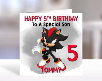Tarjeta de cumpleaños personalizada de BLACK SHADOW - Tarjeta de cumpleaños de Sonic Heroes - Tarjeta de cumpleaños de Black Shadow - Sonic The Hedgehog - Knuckles - Tails