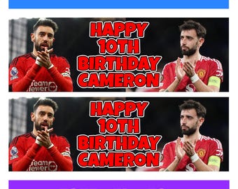 BRUNO FERNANDES Gepersonaliseerde verjaardagsbanners - Manchester United verjaardagsbanners - Bruno Fernandes verjaardagsbanners - voetbal