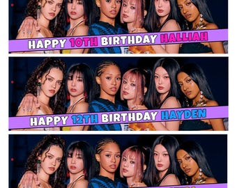 KATSEYE gepersonaliseerde verjaardagsbanners - Katseye Girl Band verjaardagsbanners - Katseye achtergrond - Katseye verjaardagsbanners