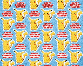 Pikachu gepersonaliseerd inpakpapier verjaardag - Pokemon gepersonaliseerde verjaardagscadeauverpakking - Pokemon cadeauverpakking - Pikachu-verjaardagsverpakking