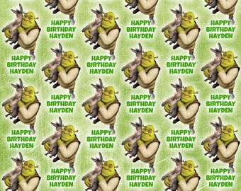 SHREK gepersonaliseerd inpakpapier verjaardag - Shrek gepersonaliseerde cadeauverpakking - Shrek inpakpapier - Shrek gepersonaliseerde cadeauverpakking