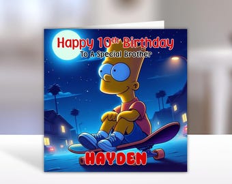 Gepersonaliseerde BART SIMPSON-verjaardagskaart - The Simpsons-verjaardagskaart - The Simpsons-verjaardagskaart - Bart - Homer - Lisa - Marge - Maggie D3