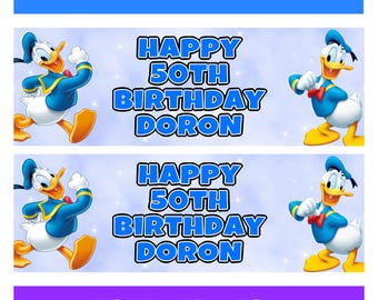 DONALD DUCK Gepersonaliseerde verjaardagsbanners - Disney verjaardagsbanners - Donald Duck achtergrond - Mickey Mouse - Minnie Mouse - Pluto - Goofy
