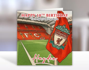 Gepersonaliseerde verjaardagskaart LIVERPOOL FC - verjaardagskaart Arsenal Football Club - verjaardagskaart Anfield Stadium - voetbalkaart Liverpool