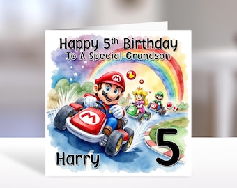 Gepersonaliseerde SUPER MARIO-verjaardagskaart - Mario All Stars-verjaardagskaart - Luigi-verjaardagskaart - Princess Peach - Yoshi - Bowser - Toad