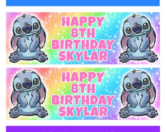 DISNEY STITCH Gepersonaliseerde verjaardagsbanners - Disney verjaardagsbanners - Disney Stitch achtergrond - Disney Lilo and Stitch verjaardagsbanners - D3