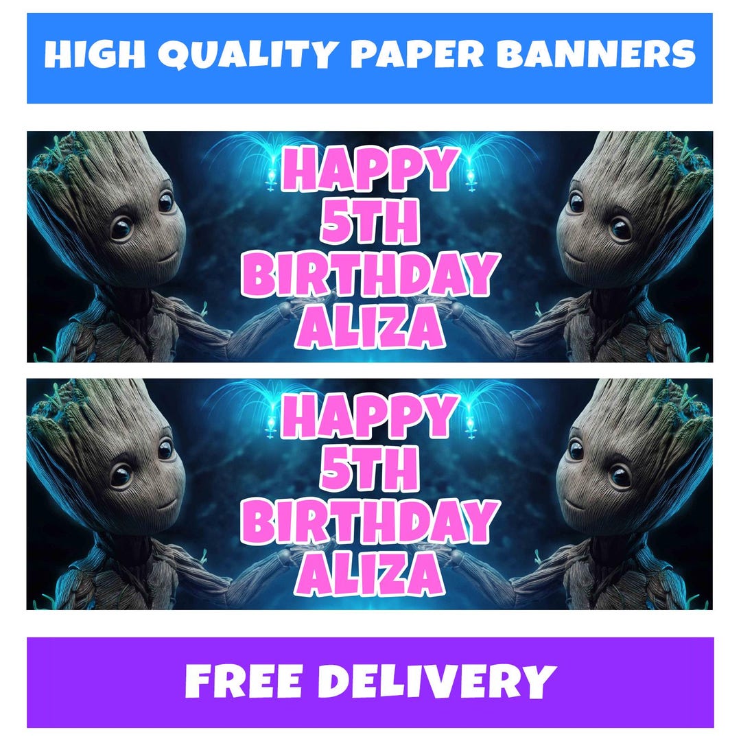 GROOT Personalised Birthday Banners - Marvel Heroes Birthday Banners ...