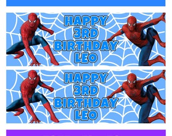 SPIDERMAN Gepersonaliseerde verjaardagsbanners - Marvel Heroes verjaardagsbanners - Spiderman-achtergrond - Iron-Man - Thor - Groot - Hulk