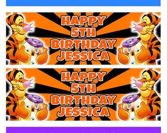 TIGGER Personalised Birthday Banners - Disney Birthday Banners - Winnie The Pooh Backdrop - Tigger - Eeyore - Pooh Banners - D2
