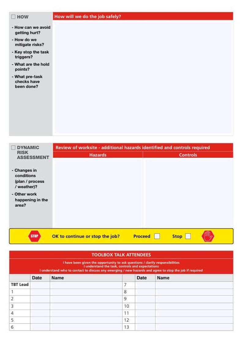 Editable Toolbox Talk Form With Checklists and Sign-off | Construction ...