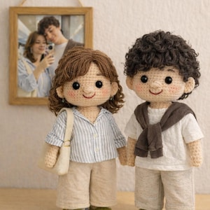 Muñeca de pareja personalizada, muñeca de pareja, muñeca similar, muñeca Darlings, regalo de aniversario, regalo de crochet personalizado hecho a mano para mamá y papá