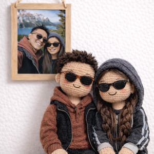 Muñeca de retrato personalizada, Muñeca de pareja personalizada, Muñeca parecida, Muñeca Darlings, Regalo de aniversario, Regalo de ganchillo personalizado hecho a mano para mamá y papá