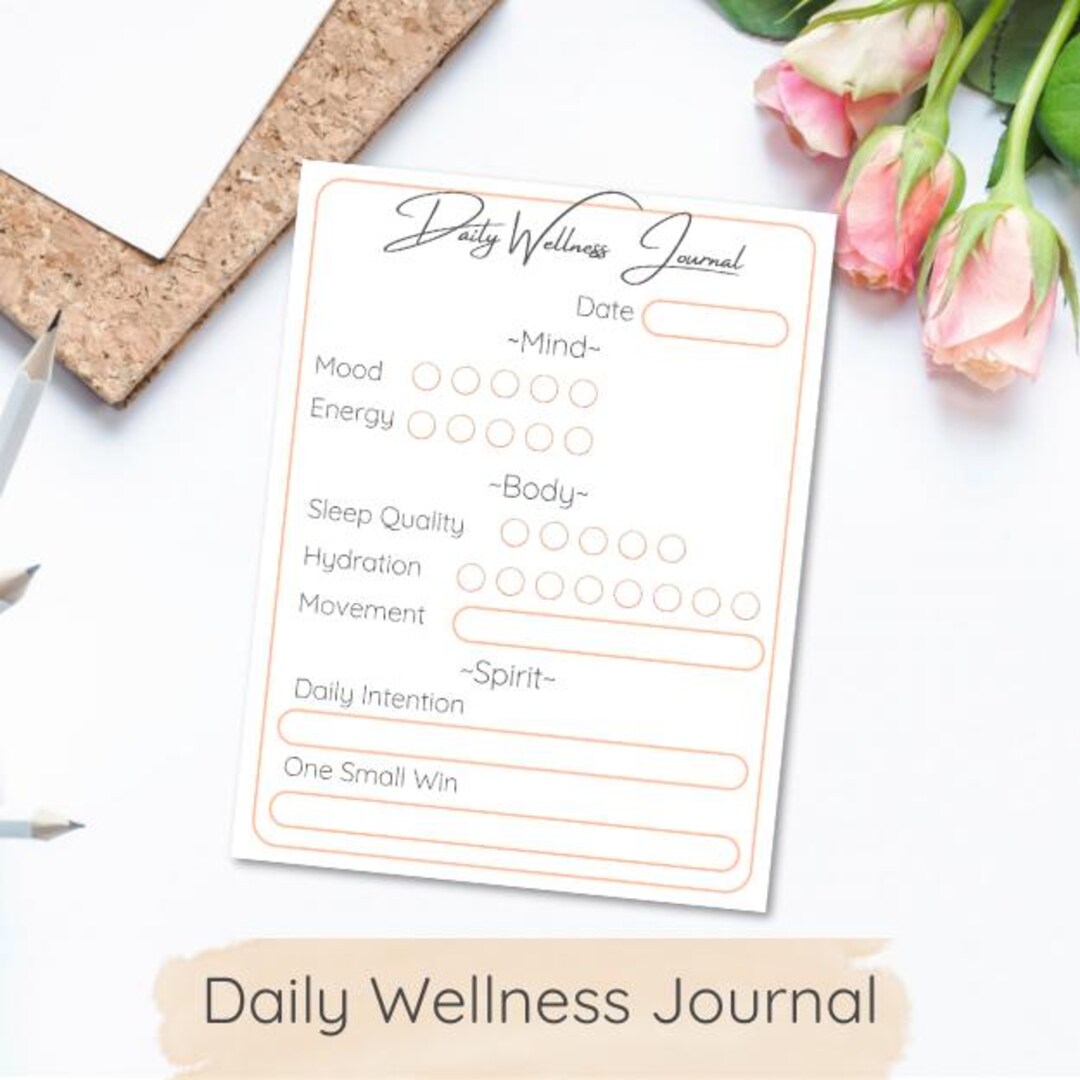 Daily Wellness Journal Printable | Mind Body Spirit Tracker | Minimal ...