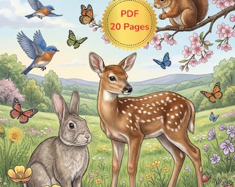 Realistic Spring Animals Coloring Book Detailed Line Art For Teens And Adults