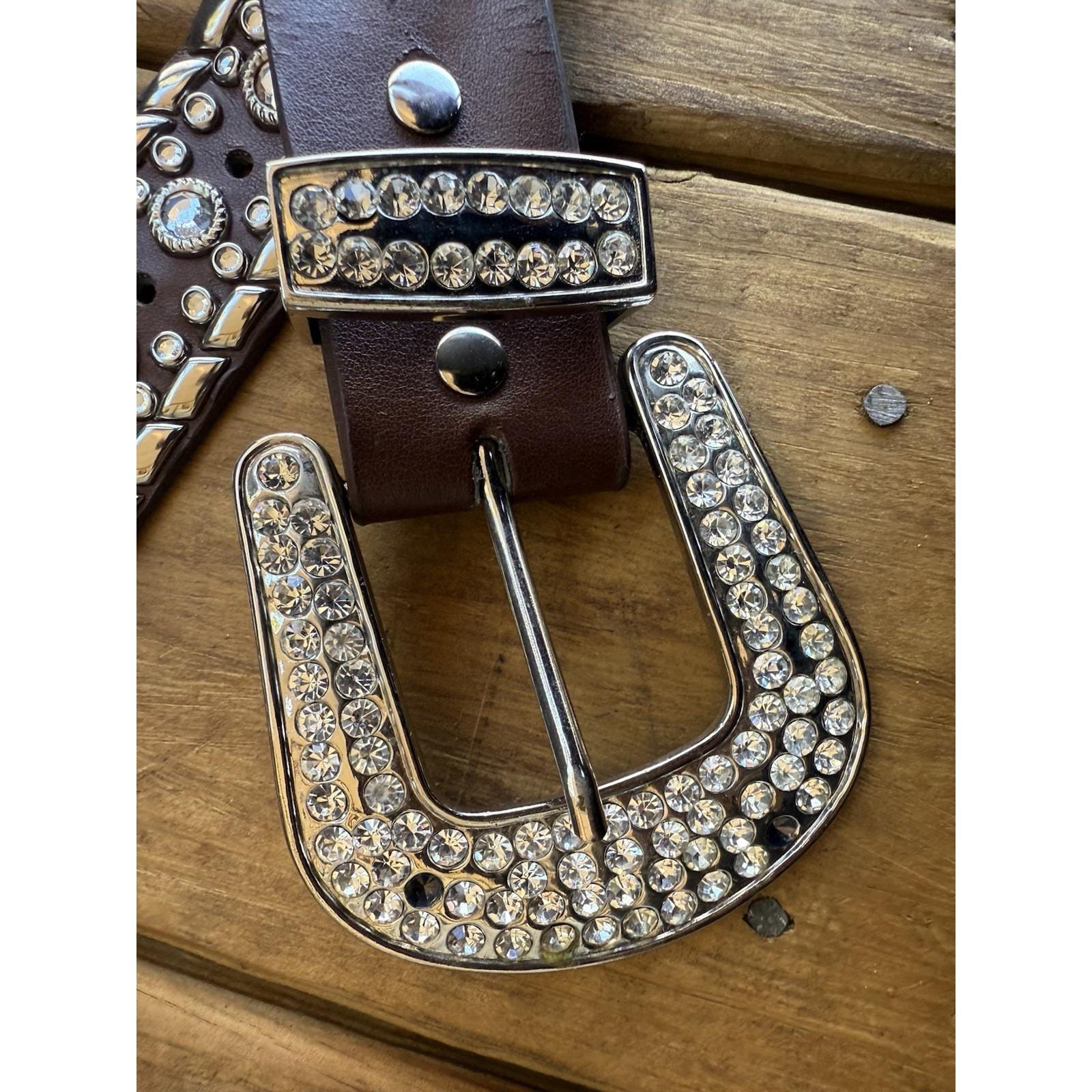 Vintage Y2K Cowgirl Western Rhinestone Crystal Bling Brown  display picture 3